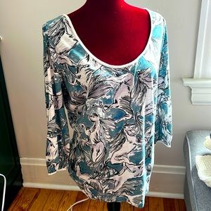 Knit horse print 3/4 sleeve